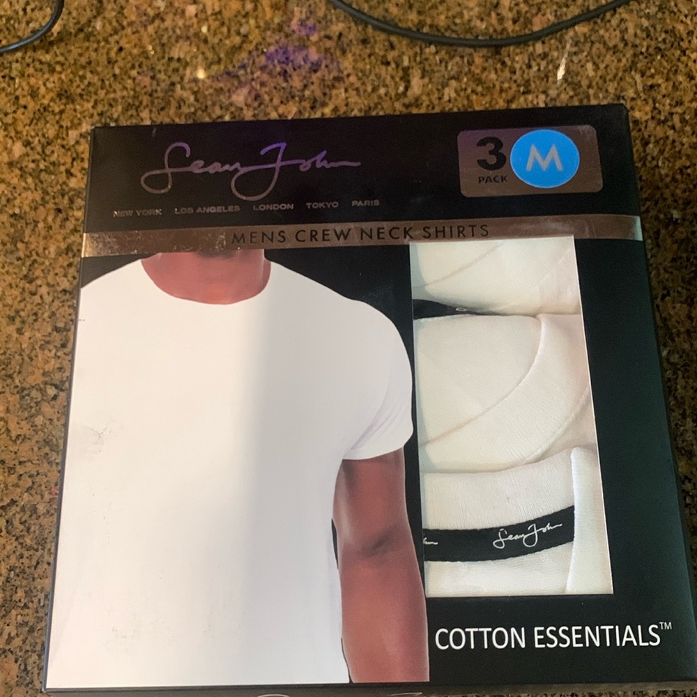 Sean John 3pk Mens Crew Neck Cotton Shirts